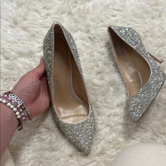 Vince Camuto Imagine Elegant Silver Glitter Women's Heels pumps size 8 - Picture 5 of 6
